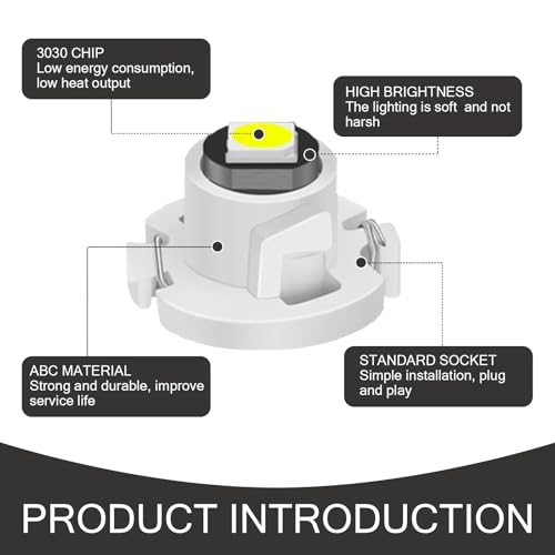 10 luces LED T4.2 para tablero automotriz, 12V, blancas miniatura 3