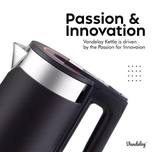 Vandelay Electric Kettle (1.7L) Double Wall, Cool Touch Kettle with