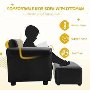 Infans2seatchildrensofaupholsteredcouchwithfootstoolsturdywoodconstructionarmrestcouchforpreschoolchildrenboysgirlskidcouchloungebedwithottomanblack Urban Country Home Decor Infans 2 seat children sofa upholstered couch with footstool sturdy wood construction armrest couch for preschool children boys girls kid couch lounge bed with ottoman black urban country home decor