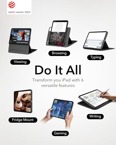 Image of ESR for iPad Air 13 Inch Case M4 /M3 /M2 (2026 /2025 /2024), Removable Magnetic Cover with Pencil Charging & Storage, Adjustable Portrait /Landscape Stand, 9 Standing Angles, Shift Series, Durable Black