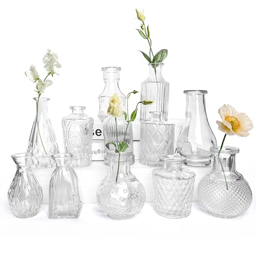 Petal Petite Glass Vase Set of 12 Clear Glass Bud