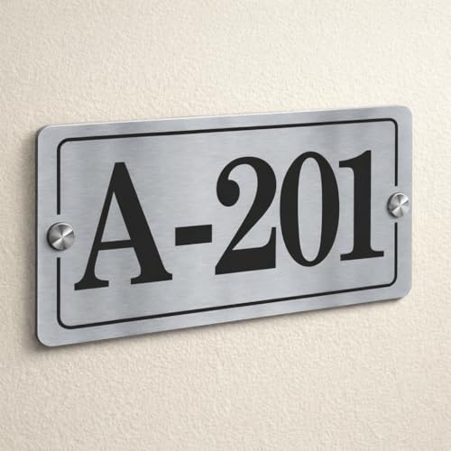 Image of Personalised Stainless Steel House /Door Number Plate 6x3 Inch | 1 mm Thick Steel Name Plate | Custom Home Address Sign Board for Home, Office, Flat