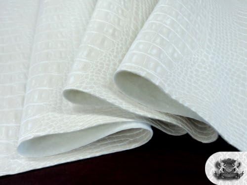 Miniatura 4 de The Yard - Tela de piel sintética blanca perla de cocodrilo de vinilo