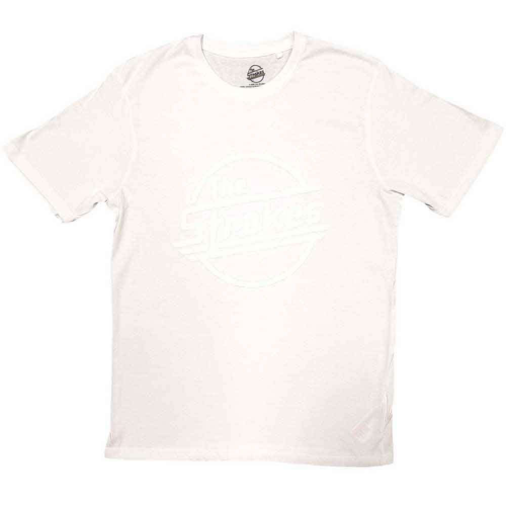 Rock Off Officially Licensed Products Men's White The Strokes Unisex Adult Og Magna Cotton Hi-Build T-Shirt (L) (White)
