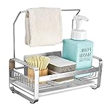 Bandeja de drenaje extraíble: el organizador del carrito del fregadero viene con una bandeja de goteo de plástico que se coloca debajo para recoger el agua. Puede asegurar que todas las gotas de agua y jabón queden atrapadas en él. Mantenga limpia la encimera.