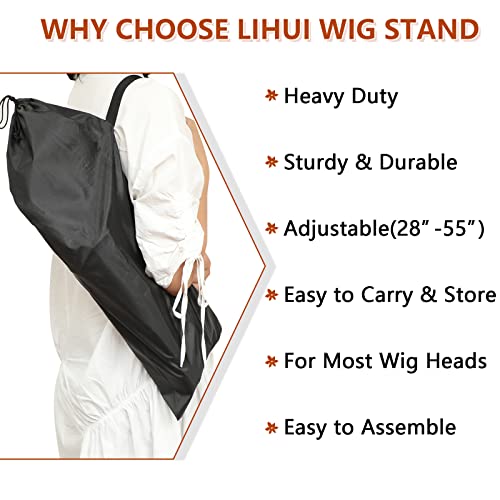 Wig Stand Tripod 55 Inch Wig Head Stand Adjustable Mannequin Head Stand Heavy Duty Wig Tripod Stand For Cosmetology Hairdressing Training Maniquins Head