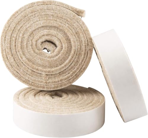 softtouch 1 x 60 Self-Stick Heavy Duty Felt Strips with Adhesive Backing 1 x 60, 3 Pack Beige - 4222995N