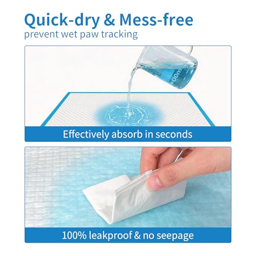 6 Layers Dog and Puppy Pee Pads, Super Absorbent Leak-Proof Puppy Pads, Dog Training Pads 40 Count 23\"x 23\", Quick Dry Surface, Perfect for Puppies & Senior Dogs