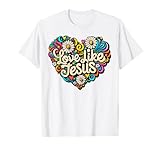 Jesus Loves You Hippie Groovy Cute Heart Aesthetic