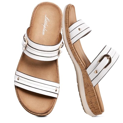 Littleplum Women's Flat Sandals White Size 8