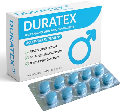 DURATEX by Hilman Blue Pills for Men Endurance - Premium Strong 100mg Tablets for Enhanced Stamina Firm Performance Power Booster Herbal Male Food Supplements for Long Lasting (10 Count (Pack of 1))