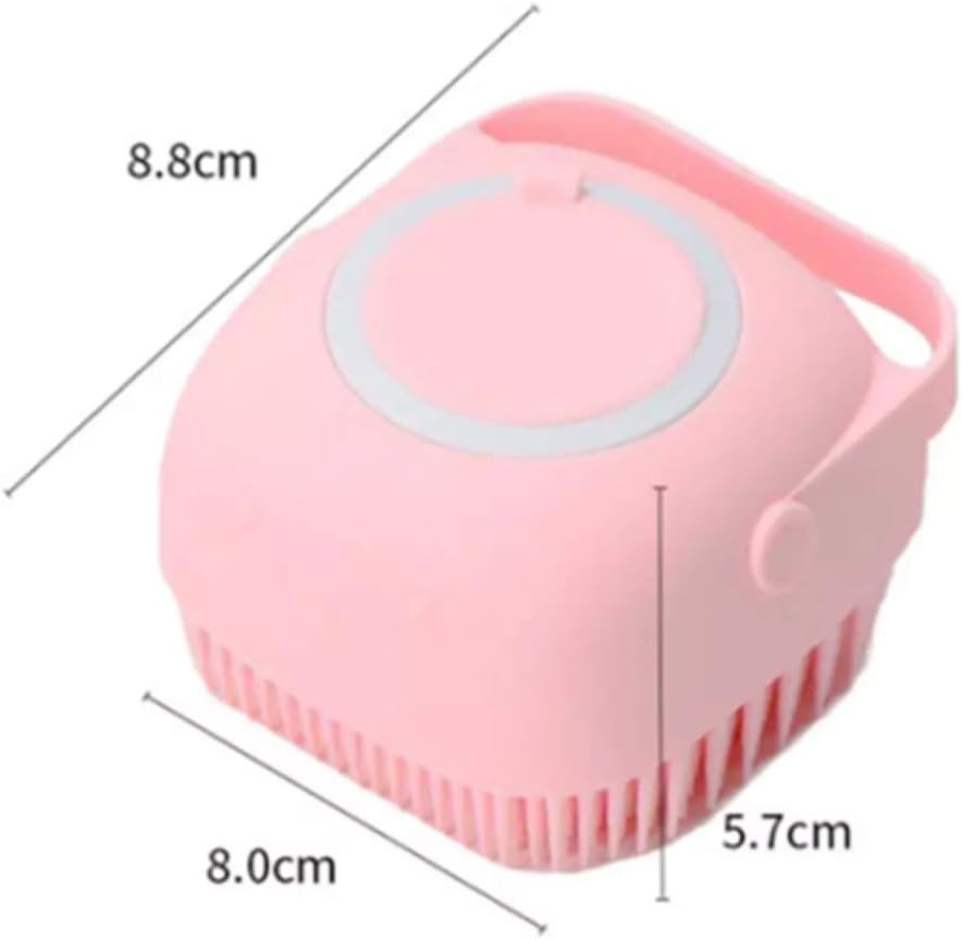 NganSuRong Pet Dog Bath Brush Pet SPA Massage Rubber Comb Soft Silicone Puppy Cats Shower Hair Fur Grooming Cleaning Scrubber With Shampoo Soap Storage (Pink) - Image 5