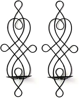 NAMYA Candlestick Candle Holder Pastoral Pillar Decoration Dinning om Metal Sconces Candlelight Dinner Wall Hanging Home Vintage Wedding Party(Black x 2pcs)