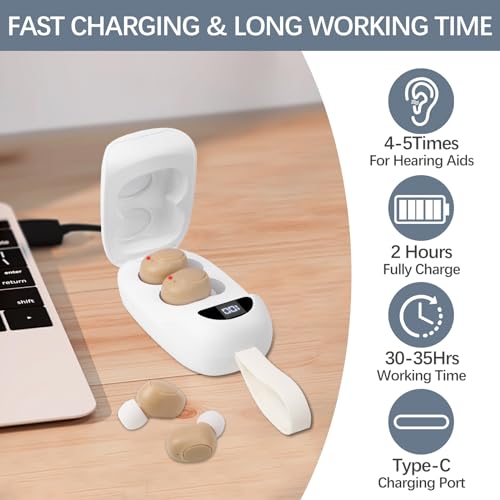 Hearing Aids for Seniors, Rechargeable Hearing Aid with Noise Cancelling for Adults, Invisible Hearing Amplifiers with Charging Box, Easy to Carry - Thumbnail 4