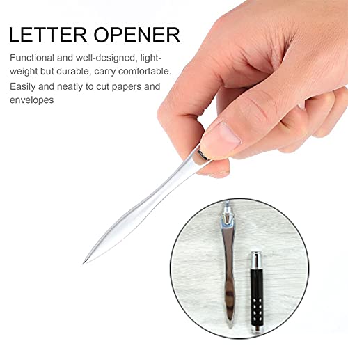 Ikaar Metal Letter Opener Stainless Steel Hand Envelope Slitter With Handle Mail Opener For School Office Home Black #TOP2