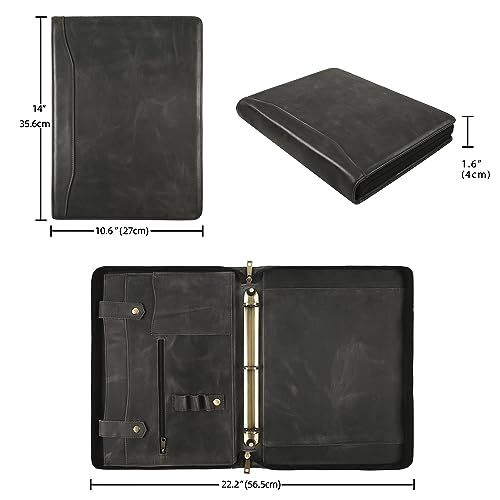 Porte-documents en cuir A4 gris pour gaucher, idéal pour organiser vos notes. - 2