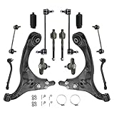 Psrorkeu 14PCS Front Suspension Kit Lower Control Arm Ball Joint Inner Outer Tie Rod Stabilizer Sway Bar for Hyundai Elantra 2007-2012 2.0L K641580 K641581