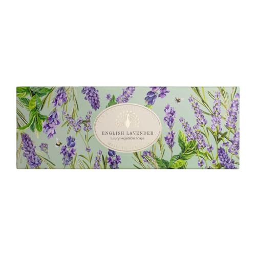 English Soap Company Herritage Collection Hand Body Luxury Vegetable Scented Soap Bar (3x100g, Lavender)