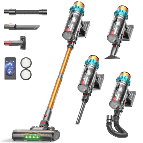 ElecKeys Cordless Vacuum Cleaner, Upgraded 580W 48KPA 65Mins Vacuum Cleaners for Home, Stick Vacuum with Self-Standing and Touch Screen, Anti-Tangled Handheld Vacuum for Pet Hair, Floors, Carpets, K10