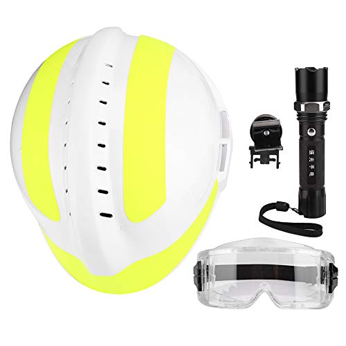 Cascos de Seguridad, Casco Protector de Bombero antiimpacto de Rescate de Emergencia con Faro y Gafas, Anti-aplastamiento y anticolisión
