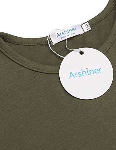 Arshiner Girls Casual Tunic Tops Long Sleeve Loose Soft Blouse T-Shirt For 4-13 Years B Army Green #TOP4