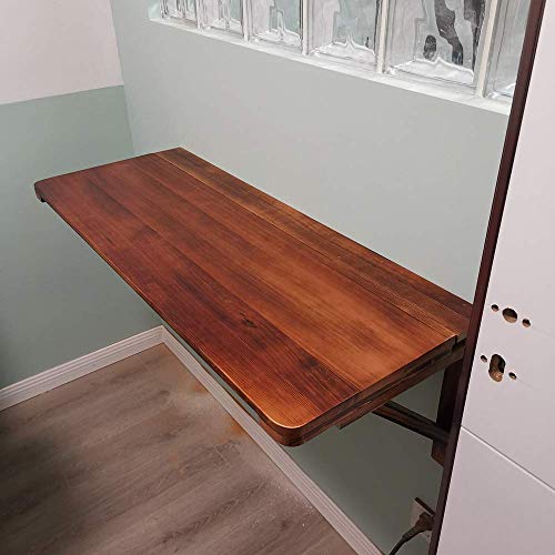 Table pliante en bois massif CHEWYNP meuble mural bois véritable carbonisé