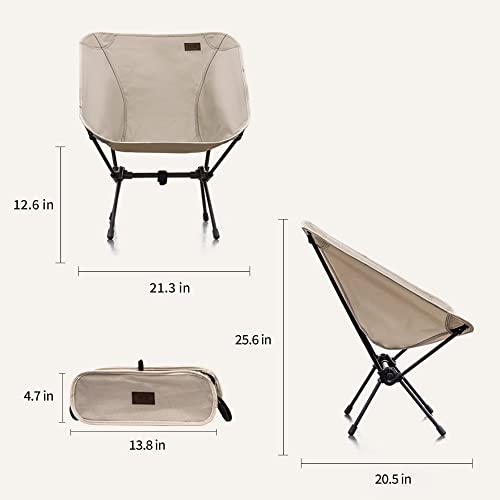 Roticamp Comfort Portable Chair Outdoor Camping Chair Compact Backpacking Folding Chairs With Packable Lightweight Heavy Duty For Hiking, Fishing, Beach, Picnic.(Tan) #TOP5