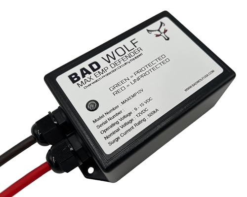 Max EMP Defender 12V DC Surge Protector 500kA Surge Rating Built Using MOV, TVS and GDT Technology. Exclusive Overwatch Protection Circuitry for Protection Against EMP, CME, Solar Flare, Lightning.