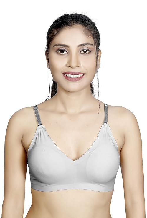 Silky Seamless Nursing Maternity No Show Wireless Bra, Smooth, Cooling, Lightweight for Breastfeeding, Pregnancy Silk Adjustable & Removable Strap Back Hook Bra, Free Size-1Pc Multicolour-image-46