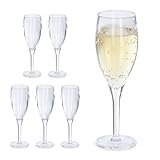 relaxdays flute plastica, set 6 calici, vino frizzante spumante, bicchieri riutilizzabili, senza bpa, 50 ml, trasparente