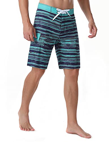 Image of unitop Men's Bathing Board Trunks Beach Shorts Holiday Hawaiian Colorful Striped
