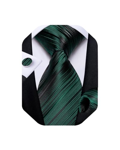 Image of DiBanGu Extra Long Tie for Men 63 inch XL Silk Necktie Set | Pocket Square and Cufflinks, Big and Tall, Jacquard Woven, Gift Box, Paisley /Plaid /Solid /Striped, for Weddinng Party Business