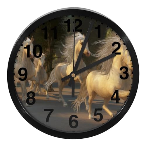 Burid Reloj de pared moderno de unicornio mágico corriendo del bosque, de 10 pulgadas, silencioso, funciona con pilas, reloj decorativo para el hogar, oficina, escuela, cocina, dormitorio, sala de