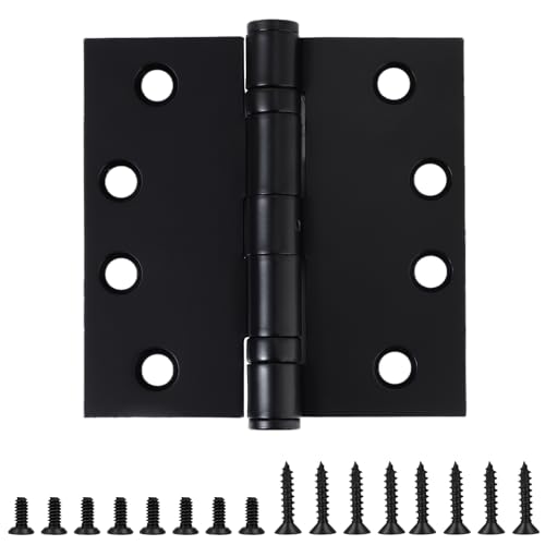 3 Pack 4.5 Inch Heavy Duty Ball Bearing Gate Hinges Square Black Door Hinges 4 ½"x 4 ½" Industrial Grade Door Hardware Full Mortise Interior/Exterior Hinge for Doors Bifold Residential Office Cafe