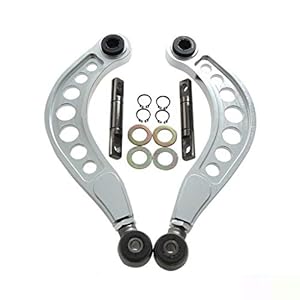 BLACKHORSE-RACING 2PCS Rear Adjustable Upper Camber Kit Silver Compatible with 2006 2007 2008 2009 2010 2011 2012 2013 2014 2015 Honda Civic LX EX DX SI