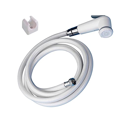 Kit douchette avec levier d’arrêt, tuyau flexible et support, blanc