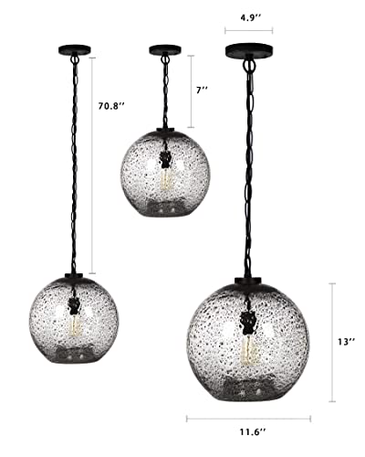 Casamotion 9455280-CLEAR Pendant Lighting For Dining Room Table Kitchen Island Entryway Foyer Glass Ceiling Hanging Light Fixtures Marble Clear Modern Farmhouse Large Globe Black Chain Kit 13 Inch H thumb #6