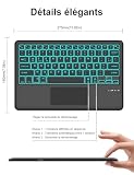 FOGARI French AZERTY Bluetooth Tablet Keyboard 12 Inches with Backlight Touchpad Lightweight Slim Keyboard for iPad Samsung Galaxy Redmi Xiaomi iPad Huawei iPad HonorPad FireHD Black - 4