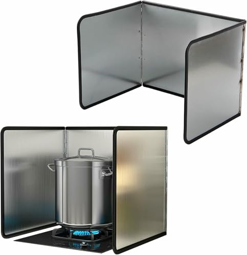 Protector de salpicaduras de acero inoxidable, diseño antiadherente de 3 lados para una protección eficaz de la grasa durante la cocción