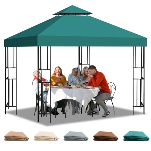 Toldo Recambio para Pérgola 3x3 m, Techo de Recambio para Carpa Cenador de Jardín Impermeable con Ventilación, Cubierta Amovible para Jardín, Camping, Playa y Protección Solar