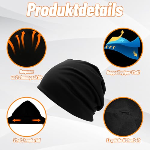 HcvGcm Dünne Mütze Damen, Beanie, Beanie Herren, 2er Pack Leichte Mützen Für Damen Und Herren, Dünne Mütze Kinder, Outdoor-Aktivitäten, Alltag, Schwarz Und Grau