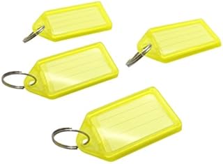Pack of 50 Large Yellow Coloured Identity Tag Key Rings - Sliding Fob Keyrings