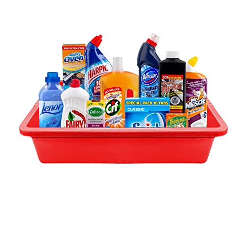 simpa Red Large Plastic Rectangular Deep Multipurpose Household Tray - 13cm (H) x 64cm (L) x 49cm (W)
