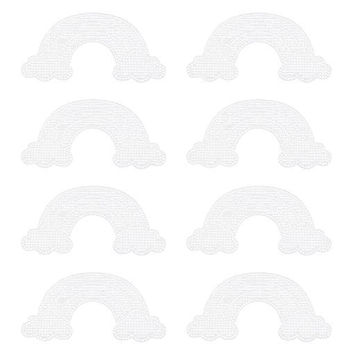 JCBIZ 8PCS Clear Plastic Canvas Mesh Plastic Canvas Kit Rainbow-Shape Plastic Grid Sheet for Embroidery Plastic Canvas Craft, Knit and Crochet Projects