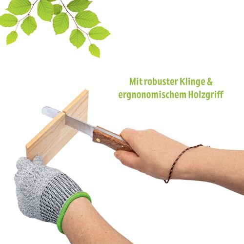 moses. Expedition Natur Klappbare Handsäge, Kindersäge mit Holzgriff, Fingerschutz & abgerundete Spitzen, Klinge aus rostfreiem Edelstahl, Outdoor-Werkzeug für Kinder, Silber