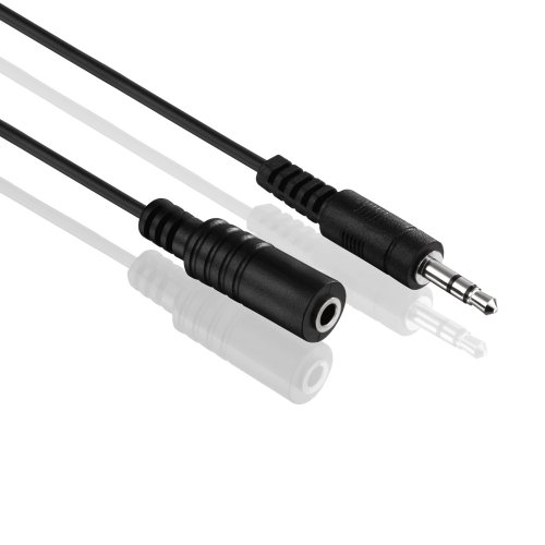 HDSupply AC015-010 Cable de extensión de audio estéreo de 3,5 mm macho a 3,5 mm hembra, diseño ultrafino, 1,00 m, negro