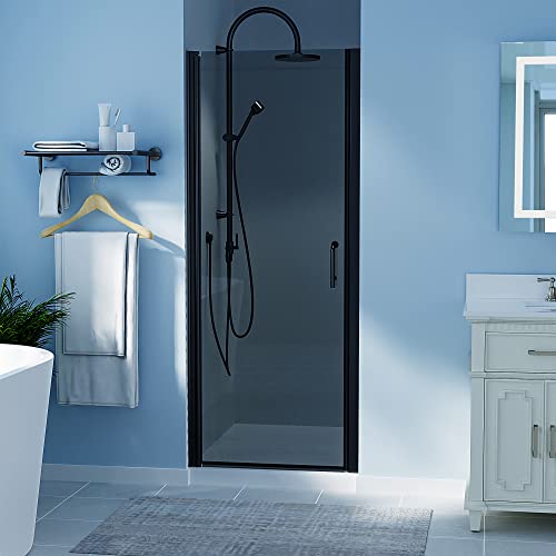 Es-Diy 30-31.5 In.w X 72 In.h Pivot Smoke Gray Glass Frameless Shower Door,1/4 In. Glass Pivot Swing Shower Doors,Matte Black Finish,Pivot Glass Shower Doors Can Be Reversible Installation #TOP9