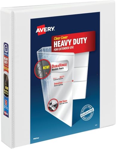 Image of Avery Heavy-Duty View 3 Ring Binder, 1.5 inch One Touch EZD Rings, 1 White Binder (79195) (Pack of 12)