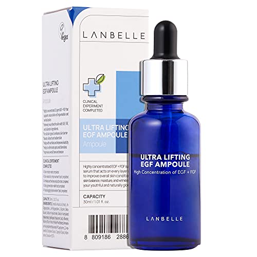 Lanbelle Ultra Lifting EGF Ampoule Serum for All Skin , Aged Skin (1.01 Fl Oz) - Improves Skin Balance, Elasticity - Reduce Fine Lines, blemish, spots -Deep Nourishing, Moisturizing, revitalizing