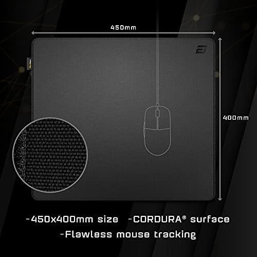 ENDGAME GEAR MPC 450 Gaming Mouse Pad - 17.72 x 15.75 inches - Large Desk Pad for Keyboard and Mouse - Cordura Fabric - Stitched Edge -Bottom from Natural Rubber Desk Mat - Stealth Edition - Black - 3